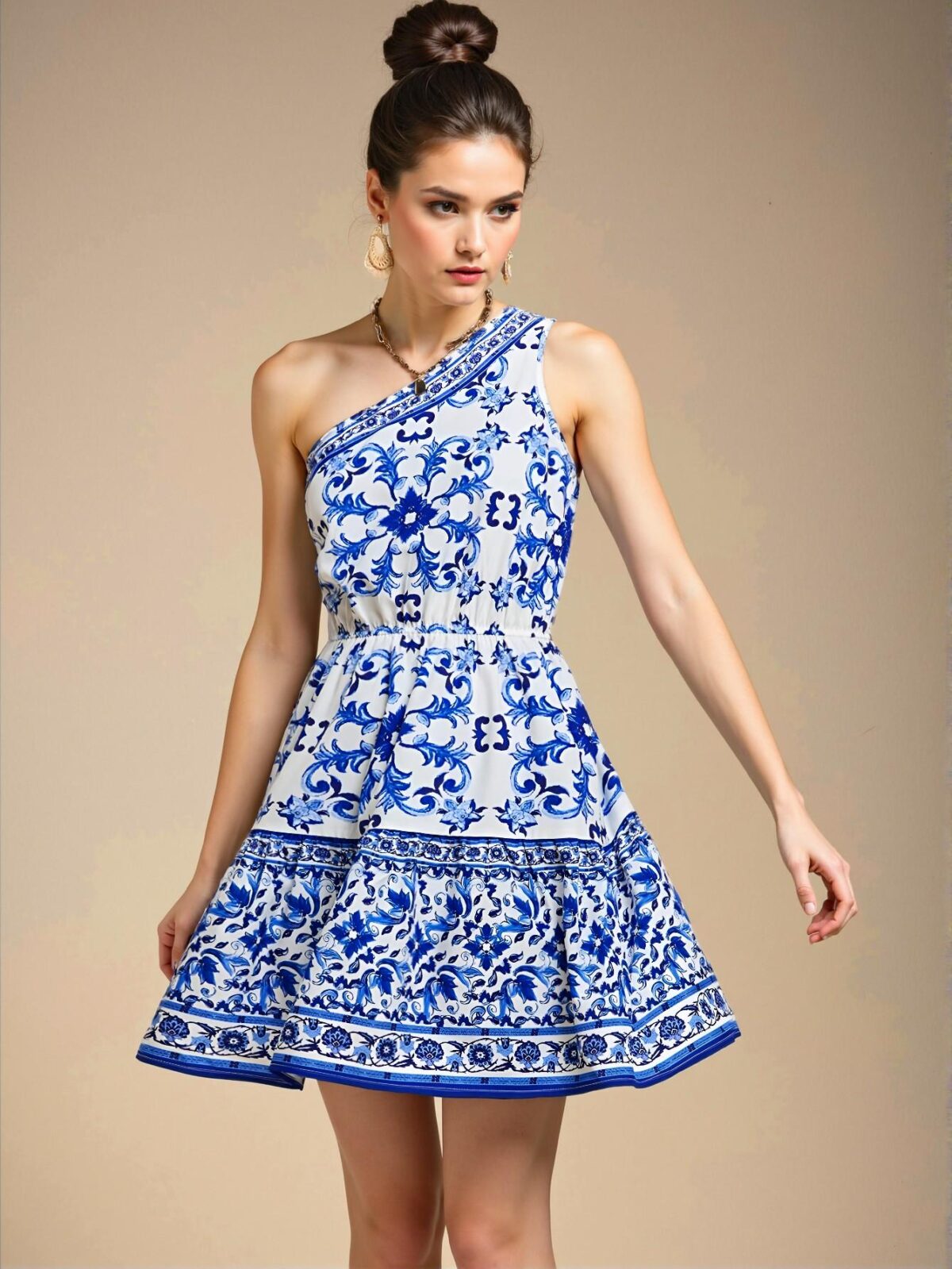 Elegant Apricot Flowy Tiered Ruffle Short Dress for Effortless Spring and Summer Charm - Chic, Classy and Trendy Fashion Style to Dress to Impress - Image 2
