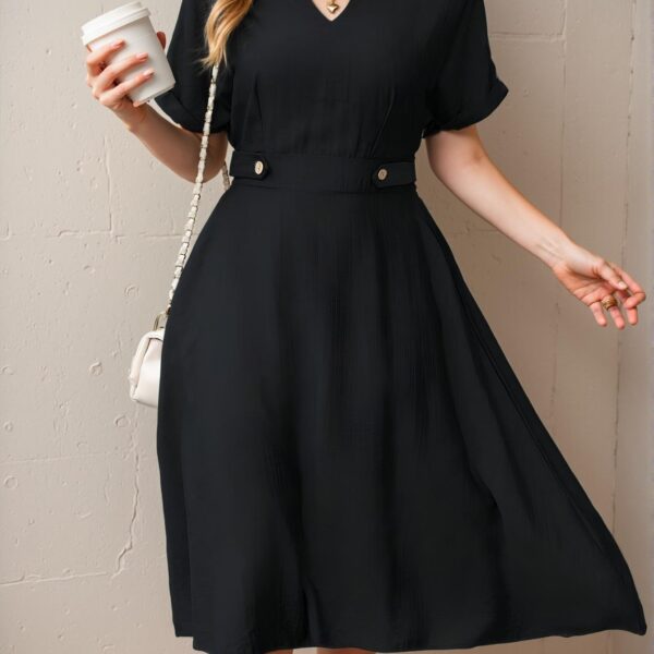 Elegant Black Stylish Plus Size Mini Dress with Hollow Out Sleeves for Casual Spring and Summer Wear - Chic, Classy and Trendy Fashion Style to Dress to Impress