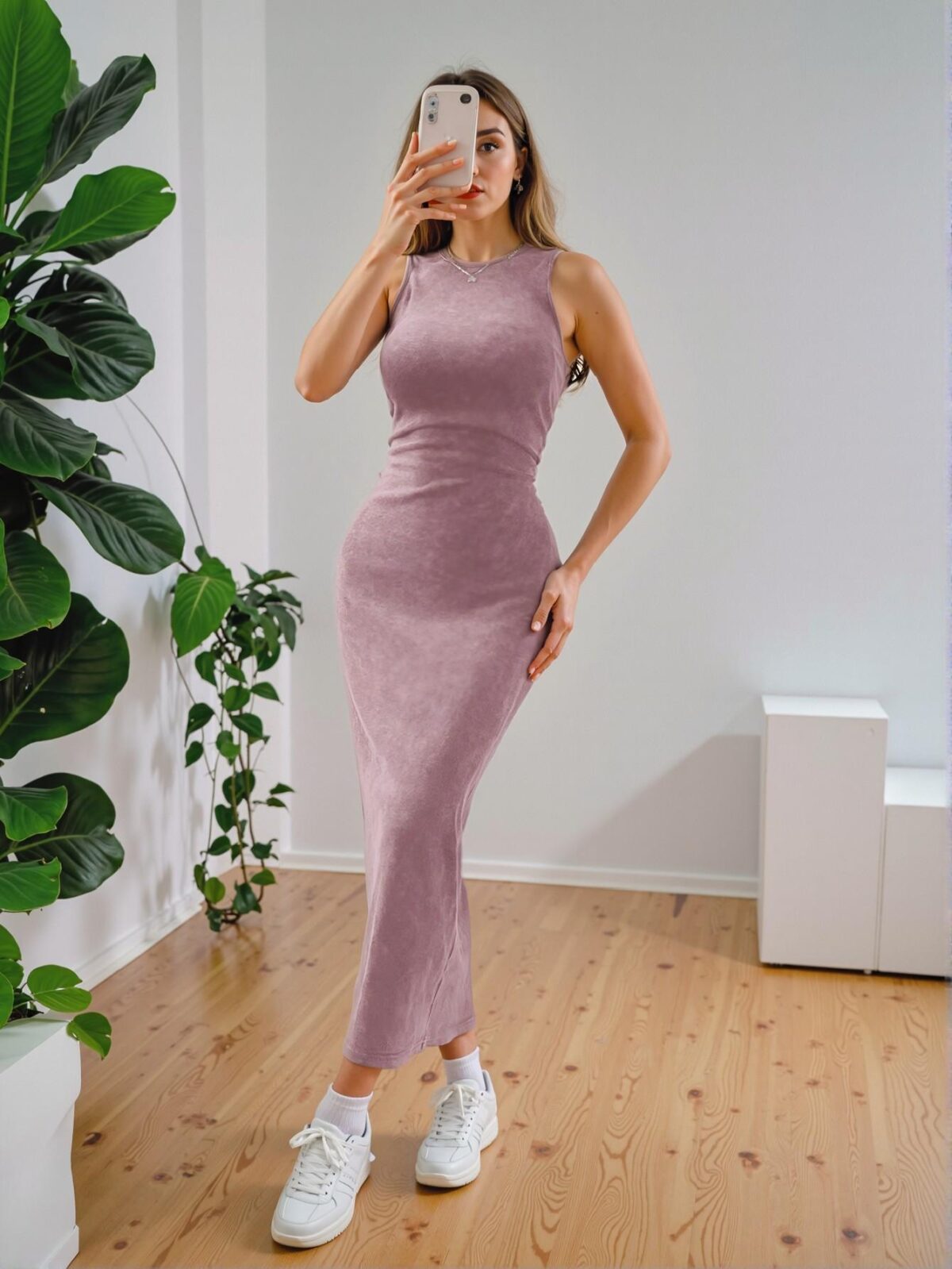 Elegant Dusty Purple Stylish Sleeveless Mid-Calf Dress for Women in Spring and Summer Fashion - Chic, Classy, and Trendy Style to Dress to Impress - Image 3