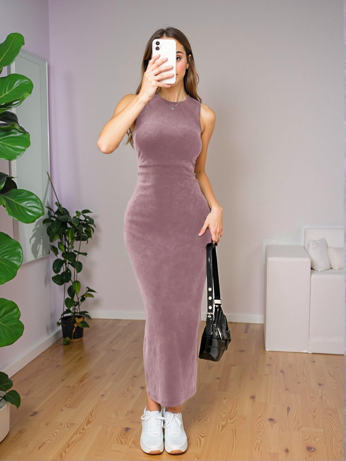 Elegant Dusty Purple Stylish Sleeveless Mid-Calf Dress for Women in Spring and Summer Fashion - Chic, Classy, and Trendy Style to Dress to Impress - Image 4