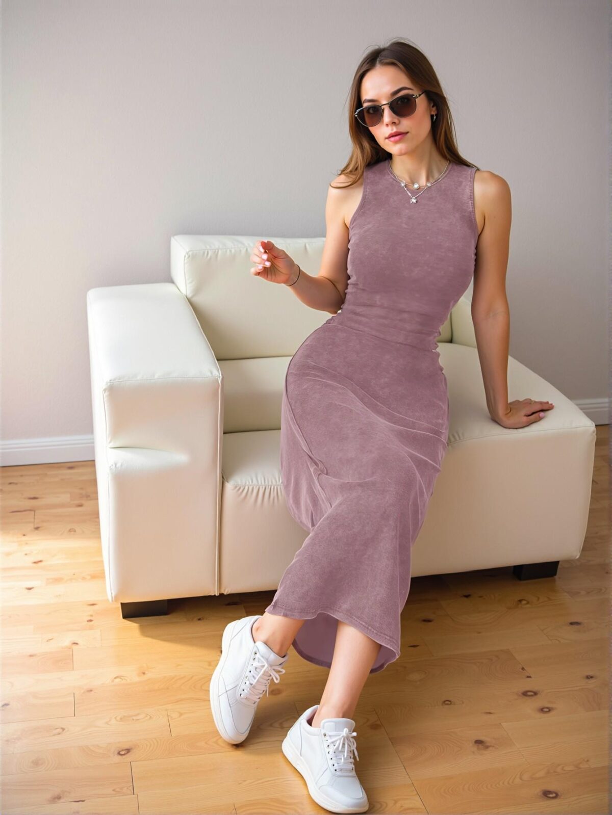 Elegant Dusty Purple Stylish Sleeveless Mid-Calf Dress for Women in Spring and Summer Fashion - Chic, Classy, and Trendy Style to Dress to Impress - Image 5