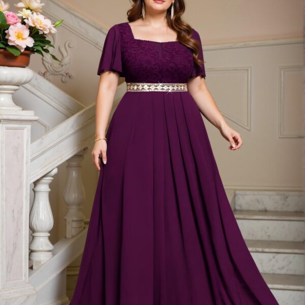 Elegant Maroon Floral Lace and Chiffon Butterfly Sleeve A-Line Evening Dress for Summer - Chic, Classy and Trendy Fashion Style to Dress to Impress