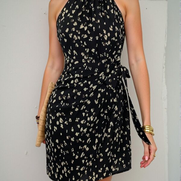 Elegant Multicolor Ditsy Floral Knotted Ruched Dress for Spring and Summer, Perfect for Vacation Getaways - Chic, Classy and Trendy Fashion Style to Dress to Impress