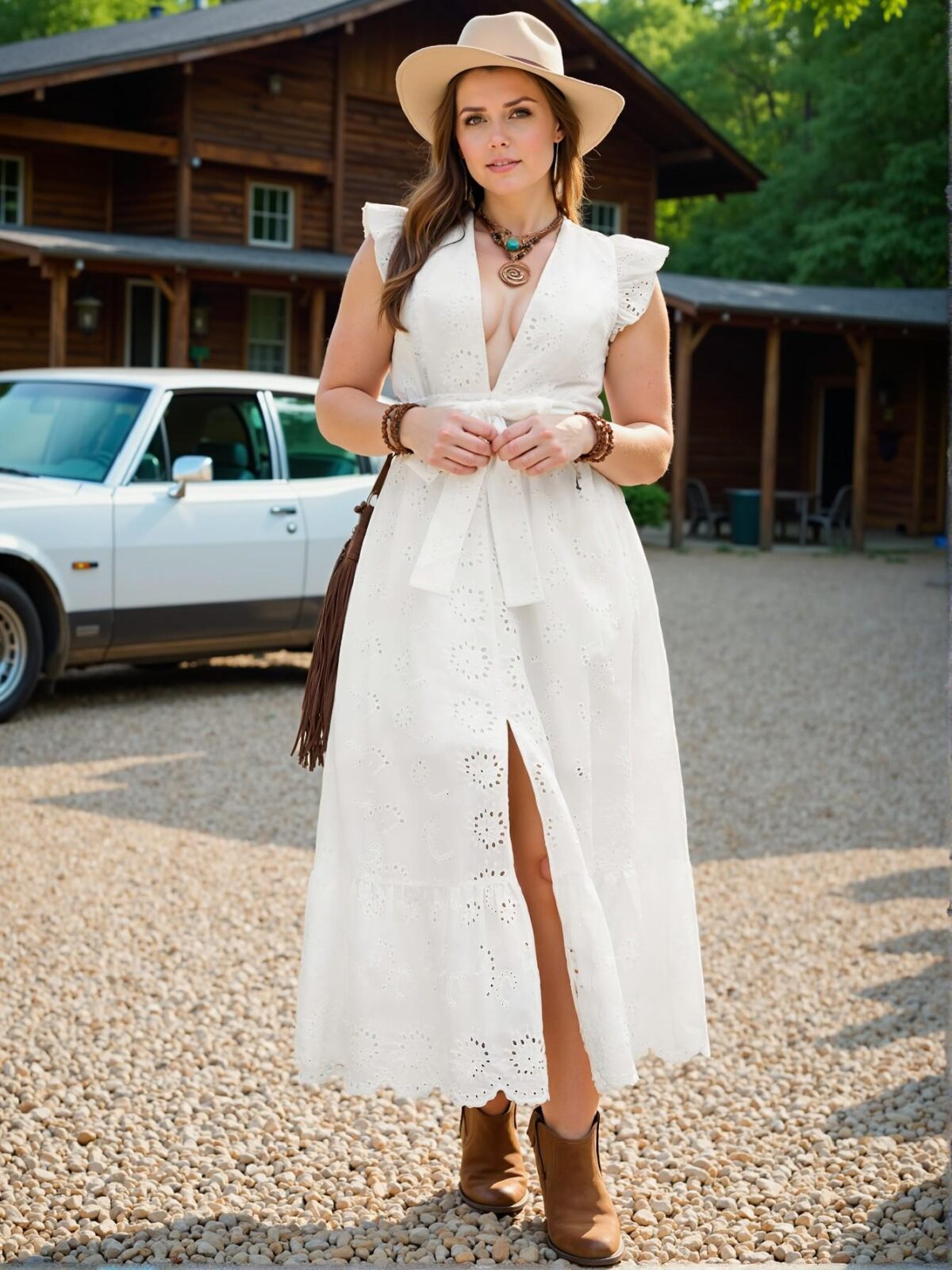 Elegant White Flounce Hem Backless Summer V-Neck Beach Dress Chic, Classy and Trendy Fashion Style to Dress to Impress - Image 4