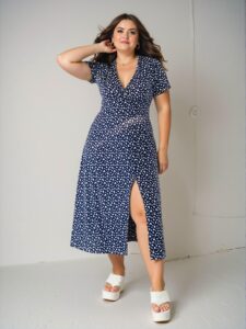 Elegant Navy Blue Stylish Floral V-Neck A-Line Mini Dress for Summer Beach Outings and Relaxing Holidays, Chic, Classy and Trendy Fashion Style to Dress to Impress
