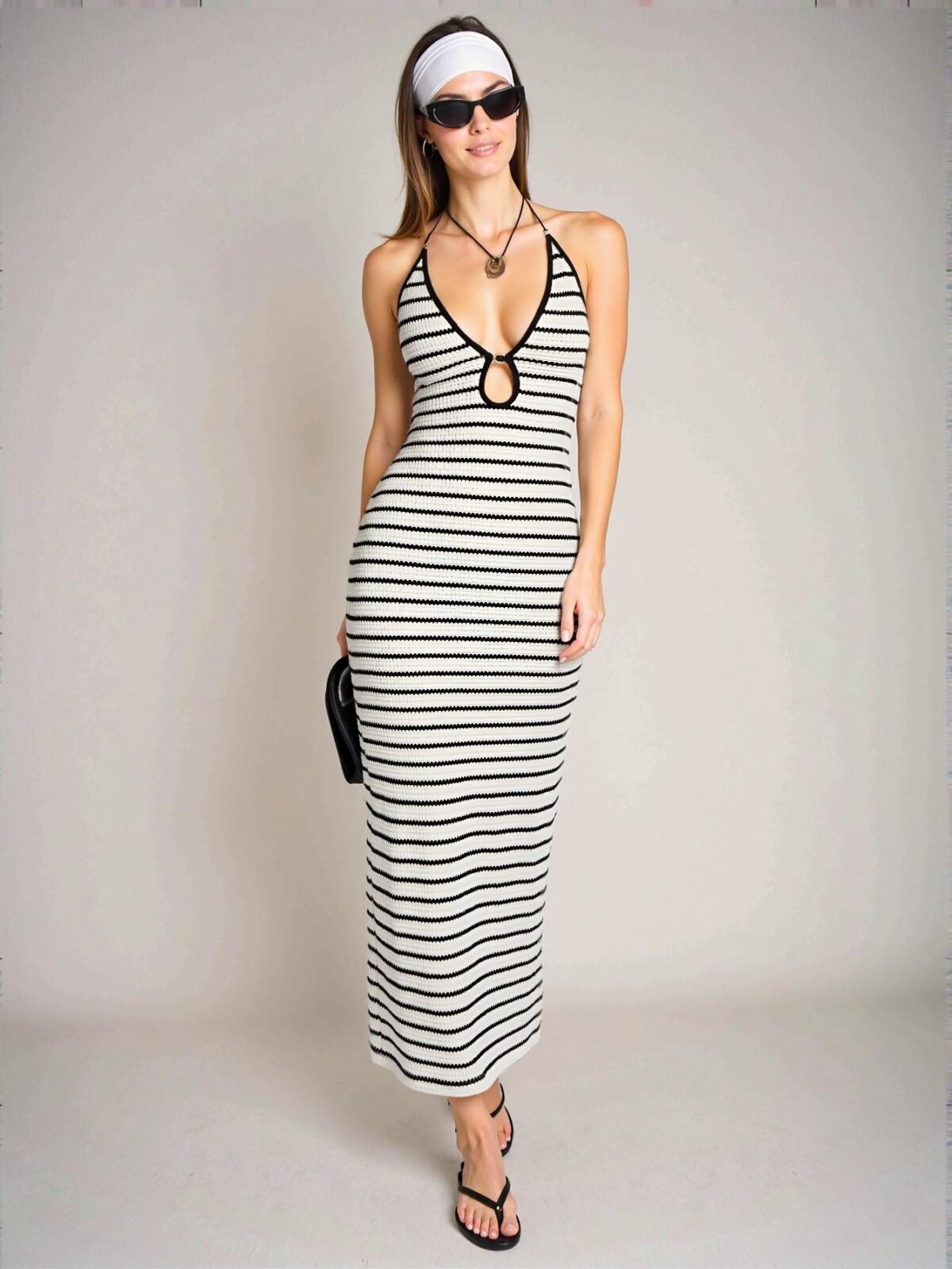 Elegant Black and White Minimalist Long Dress Perfect for Spring and Summer "Chic, Classy and Trendy Fashion Style to Dress to Impress" - Image 4