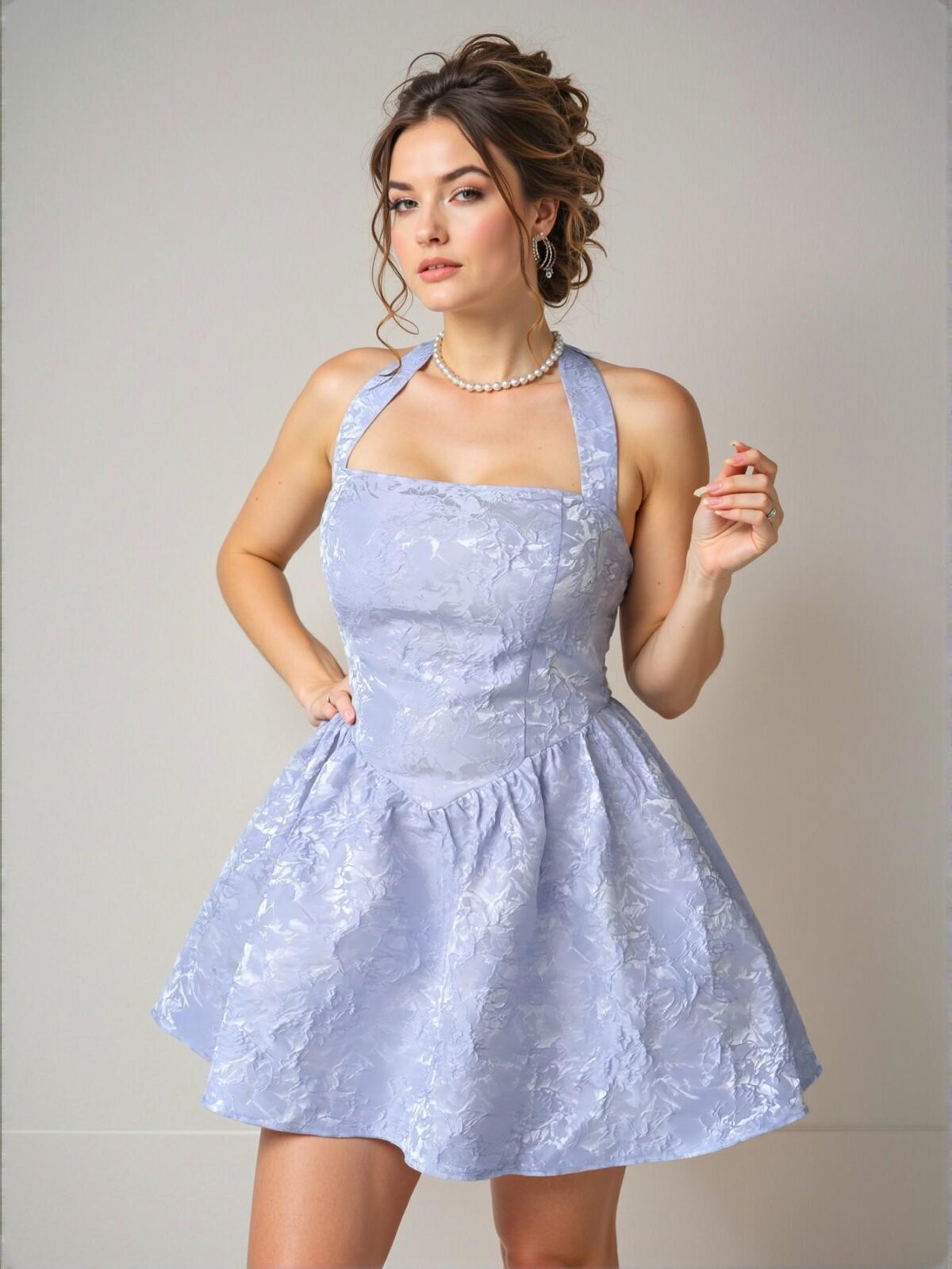 Elegant Purple Backless Embroidered A-Line Cocktail Dress with Shirred Detail for a Chic, Classy, and Trendy Fashion Style to Dress to Impress