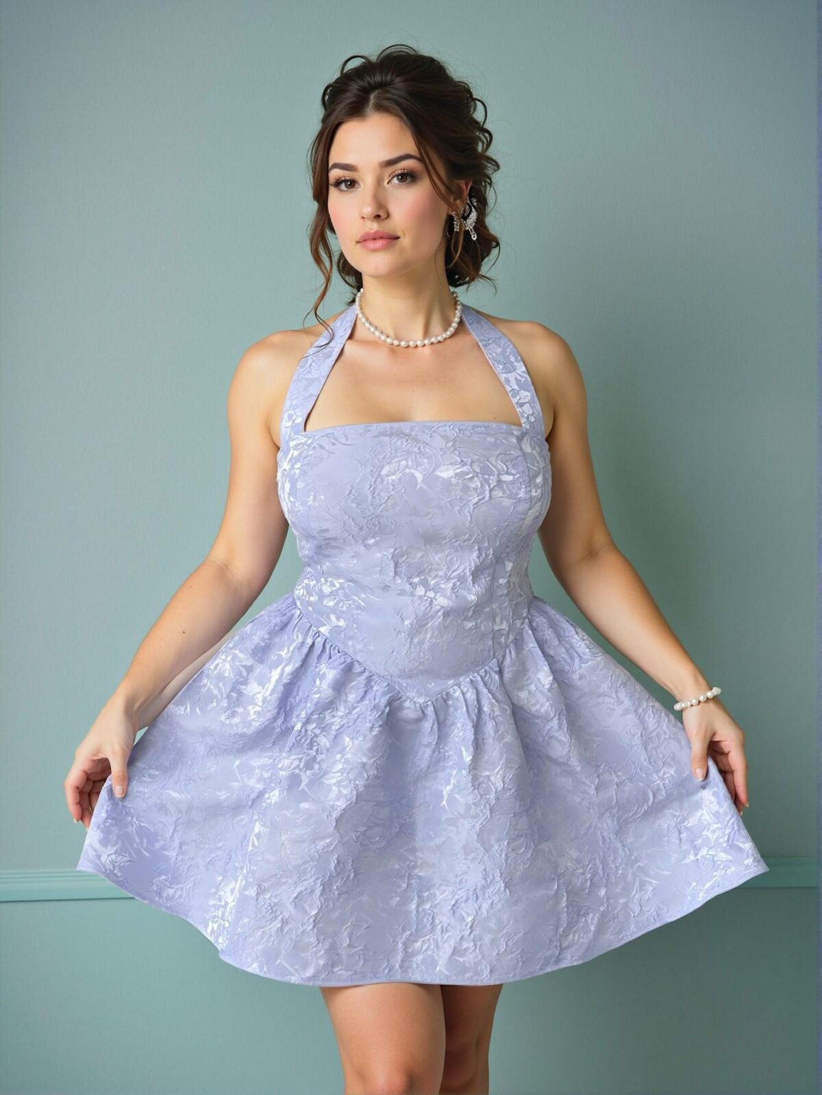 Elegant Purple Backless Embroidered A-Line Cocktail Dress with Shirred Detail for a Chic, Classy, and Trendy Fashion Style to Dress to Impress - Image 3