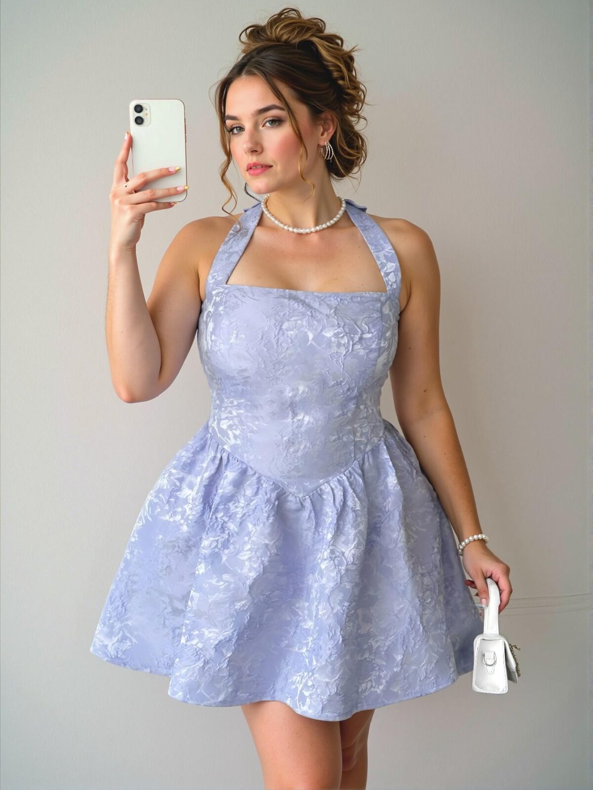 Elegant Purple Backless Embroidered A-Line Cocktail Dress with Shirred Detail for a Chic, Classy, and Trendy Fashion Style to Dress to Impress - Image 5