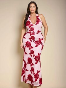 Elegant Multicolor Bodycon Halter Dress with Lace Trim for Stylish Dates and Summer Outings – Chic, Classy and Trendy Fashion Style to Dress to Impress