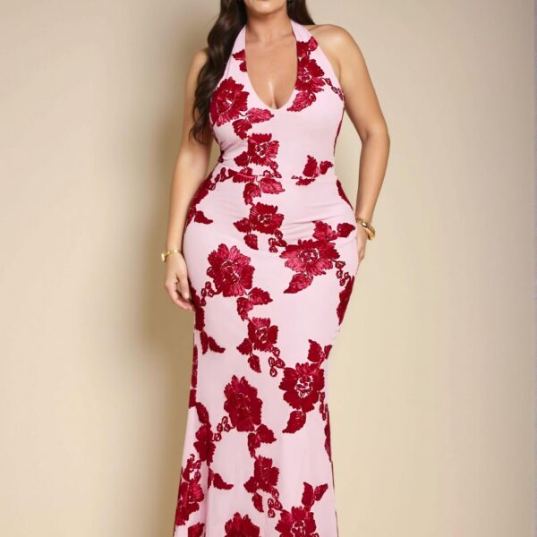 Elegant Multicolor Bodycon Halter Dress with Lace Trim for Stylish Dates and Summer Outings – Chic, Classy and Trendy Fashion Style to Dress to Impress