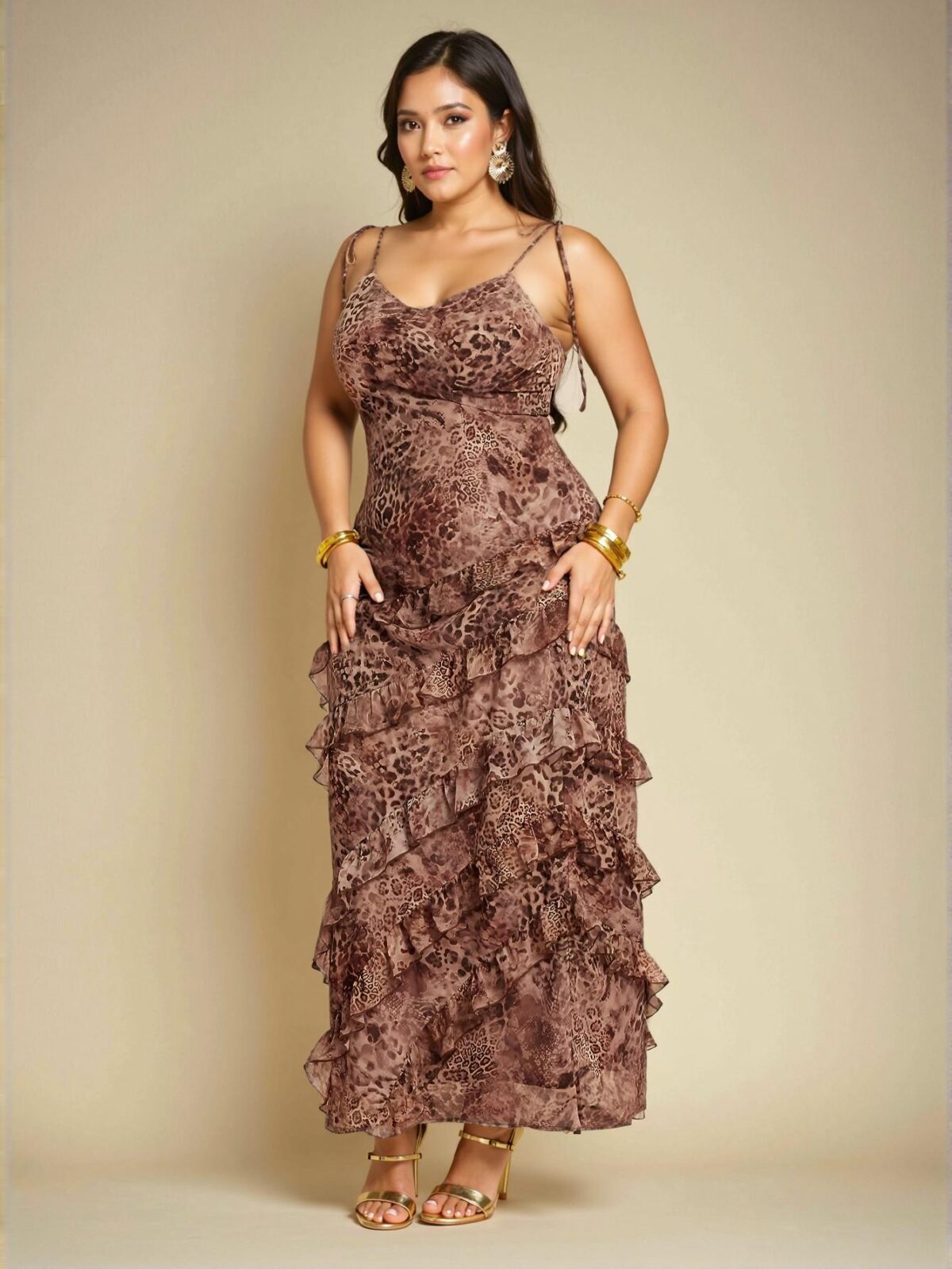 "Elegant Multicolor Ruffle Tiered Maxi Dress for Beach Vacations, Parties, Concerts, and Get-Togethers – Chic, Classy and Trendy Fashion Style to Dress to Impress"