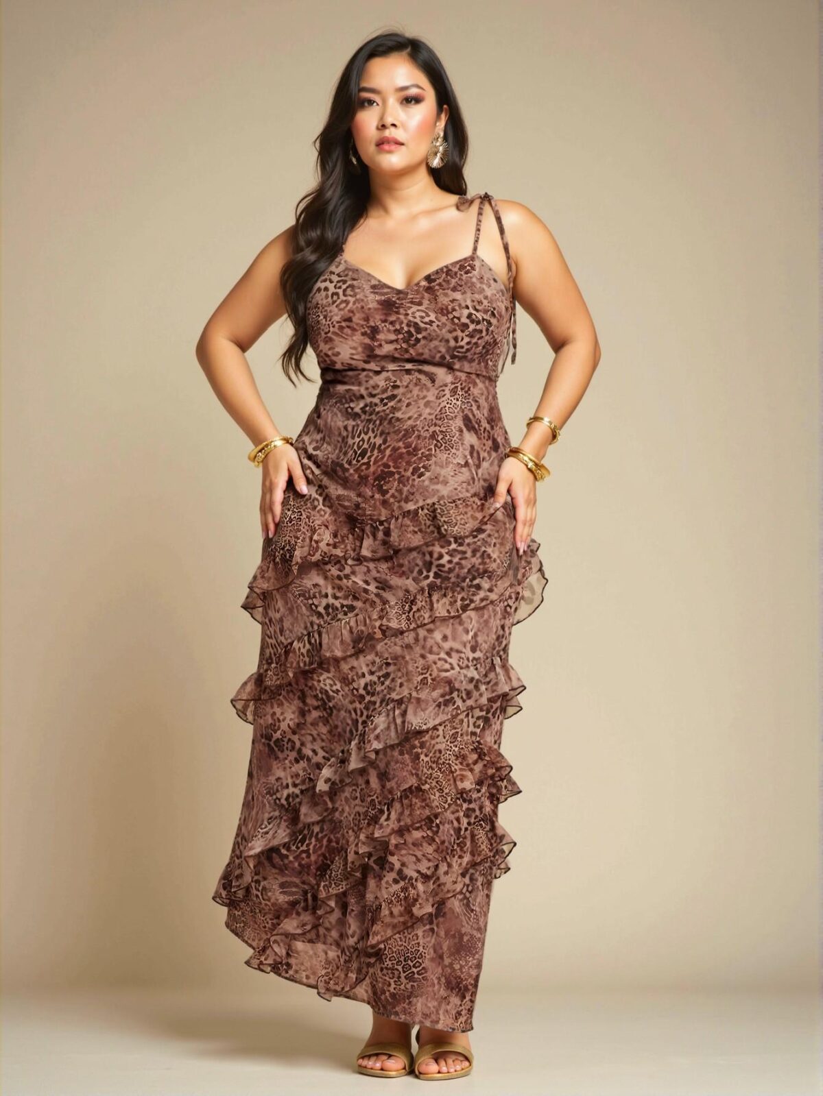 "Elegant Multicolor Ruffle Tiered Maxi Dress for Beach Vacations, Parties, Concerts, and Get-Togethers – Chic, Classy and Trendy Fashion Style to Dress to Impress" - Image 4