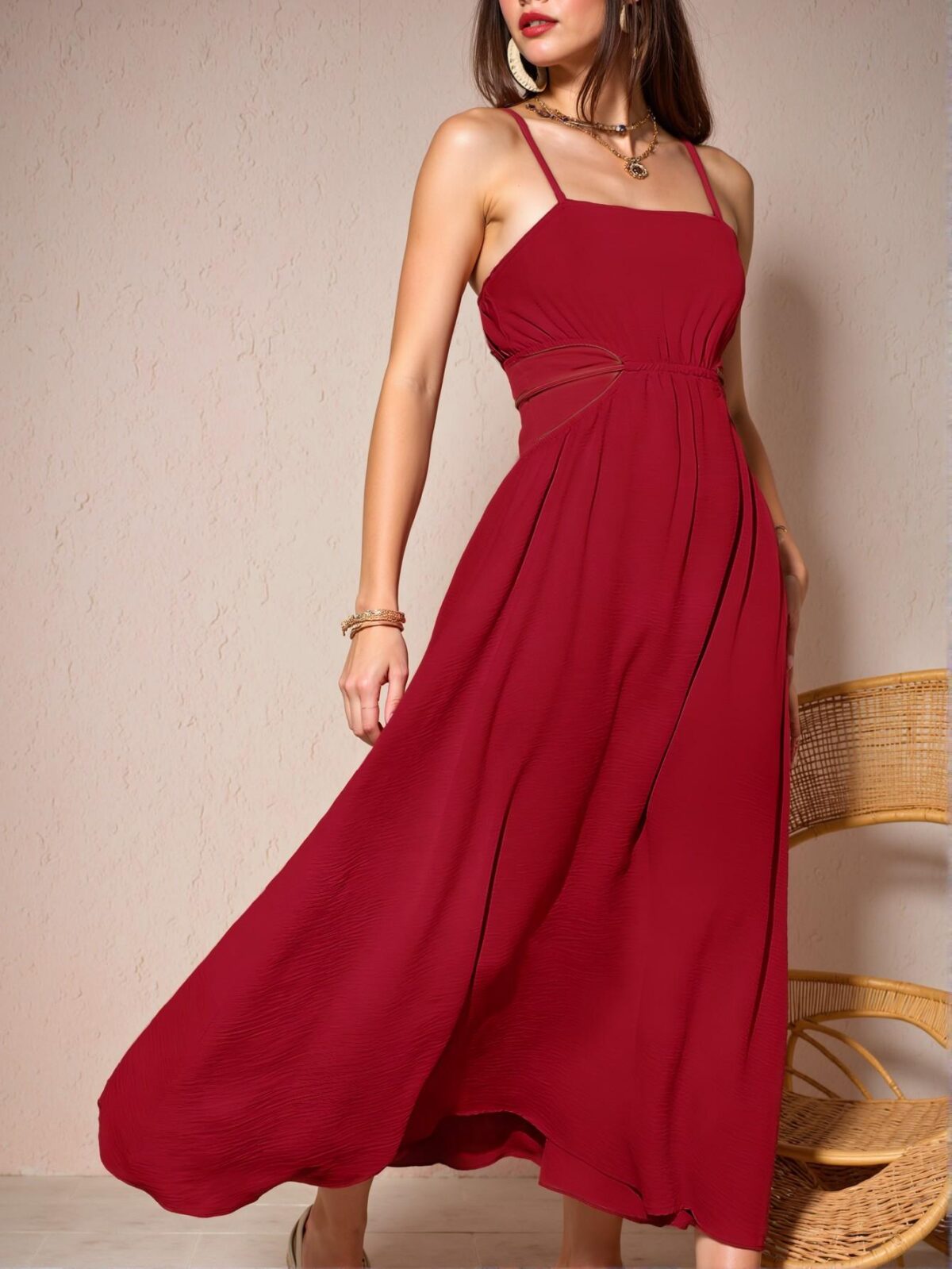 Elegant Red Flared Backless Tie Waist Dress Perfect for Spring and Summer Vacations - Chic, Classy and Trendy Fashion Style to Dress to Impress