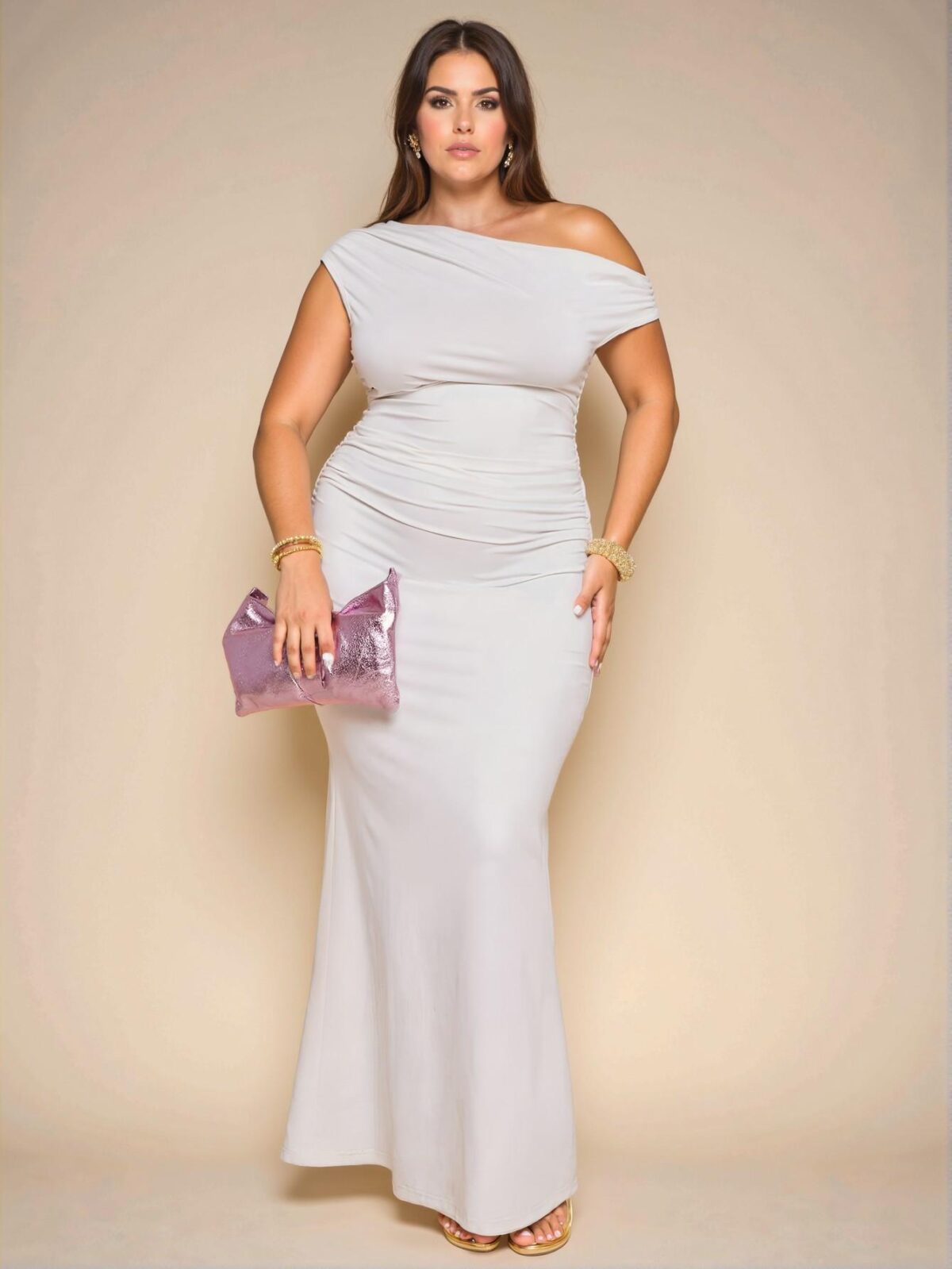 Elegant White Asymmetrical Knitted Dress with Cold Shoulder and Mermaid Hem for Stylish Dates, Parties,Graduations, and Vacations - Chic, Classy and Trendy Fashion Style to Dress to Impress