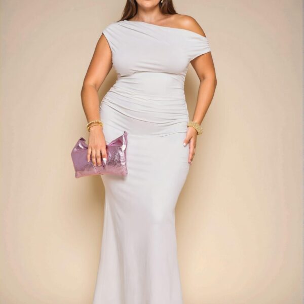 Elegant White Asymmetrical Knitted Dress with Cold Shoulder and Mermaid Hem for Stylish Dates, Parties,Graduations, and Vacations - Chic, Classy and Trendy Fashion Style to Dress to Impress