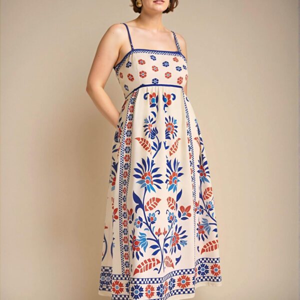 Elegant Multicolor Floral Print Plus Size Women’s Spaghetti Strap Backless Sundress for a Stylish Summer Escape - Chic, Classy and Trendy Fashion Style to Dress to Impress.