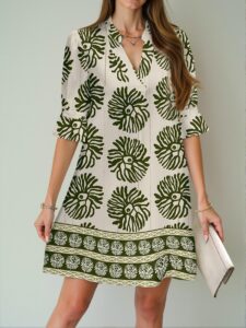 Elegant Green Stylish Bohemian Vacation Mini Dress Ideal for Spring and Summer Outings Chic, Classy and Trendy Fashion Style to Dress to Impress