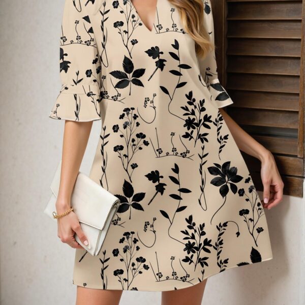 Elegant Multicolor Bohemian-Inspired A-Line Dress Featuring a Half-Open Placket and Flounce Sleeves, Perfect for Vacation and Spring/Summer Getaways - Chic, Classy and Trendy Fashion Style to Dress to Impress