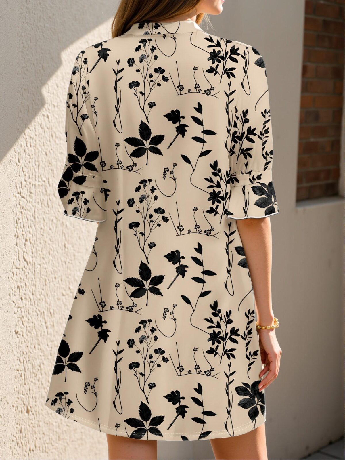 Elegant Multicolor Bohemian-Inspired A-Line Dress Featuring a Half-Open Placket and Flounce Sleeves, Perfect for Vacation and Spring/Summer Getaways - Chic, Classy and Trendy Fashion Style to Dress to Impress - Image 2