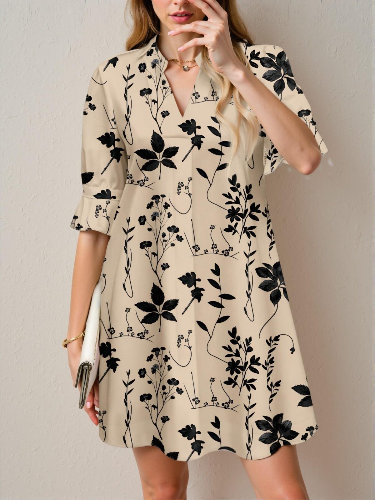 Elegant Multicolor Bohemian-Inspired A-Line Dress Featuring a Half-Open Placket and Flounce Sleeves, Perfect for Vacation and Spring/Summer Getaways - Chic, Classy and Trendy Fashion Style to Dress to Impress - Image 5