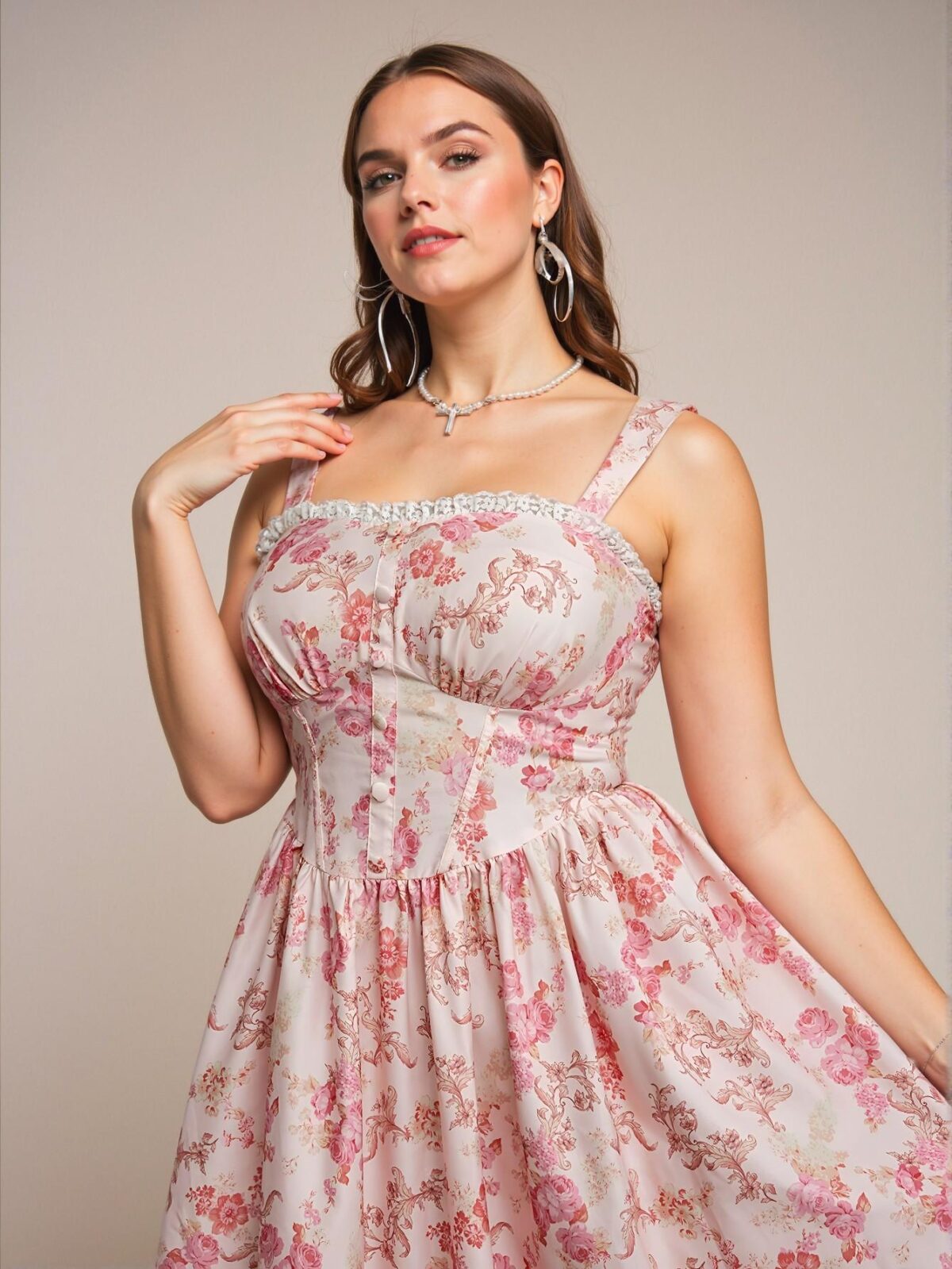 Elegant Multicolor Romantic Floral Print Sleeveless Cami Dress Perfect for Special Occasions and Summer Events - Chic, Classy and Trendy Fashion Style to Dress to Impress