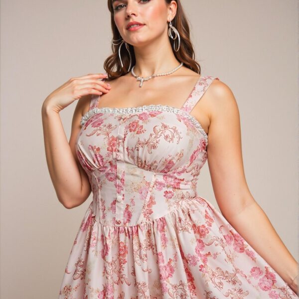 Elegant Multicolor Romantic Floral Print Sleeveless Cami Dress Perfect for Special Occasions and Summer Events - Chic, Classy and Trendy Fashion Style to Dress to Impress