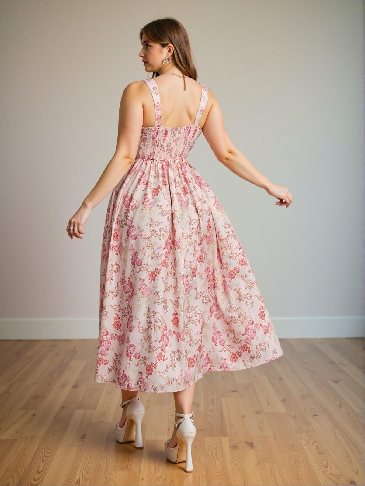 Elegant Multicolor Romantic Floral Print Sleeveless Cami Dress Perfect for Special Occasions and Summer Events - Chic, Classy and Trendy Fashion Style to Dress to Impress - Image 2