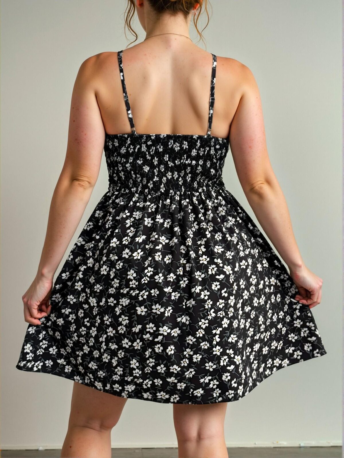 Elegant Black Flirty Floral Strappy Dress Perfect for Vacation Escapes Chic, Classy and Trendy Fashion Style to Dress to Impress - Image 2