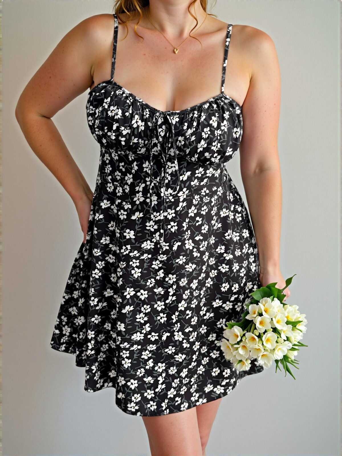Elegant Black Flirty Floral Strappy Dress Perfect for Vacation Escapes Chic, Classy and Trendy Fashion Style to Dress to Impress - Image 4