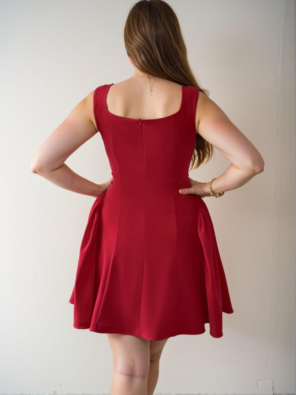 Elegant Red Stylish Waist Cinched Sleeveless Dress for Summer: Chic, Classy and Trendy Fashion Style to Dress to Impress - Image 2