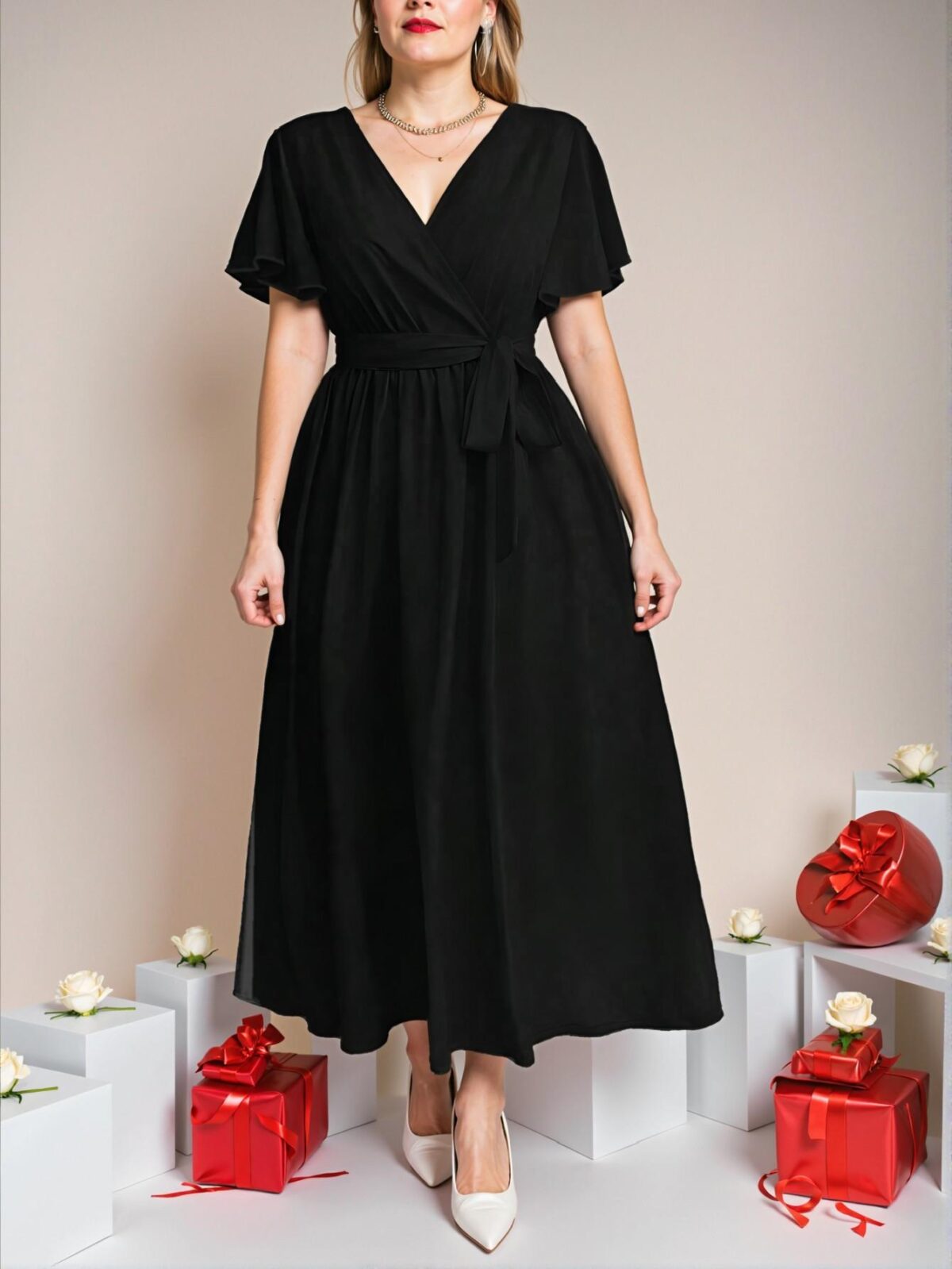 Chic Black Vintage Floral A-Line Dress for Spring and Autumn - Classy, Trendy Fashion to Dress to Impress - Image 3