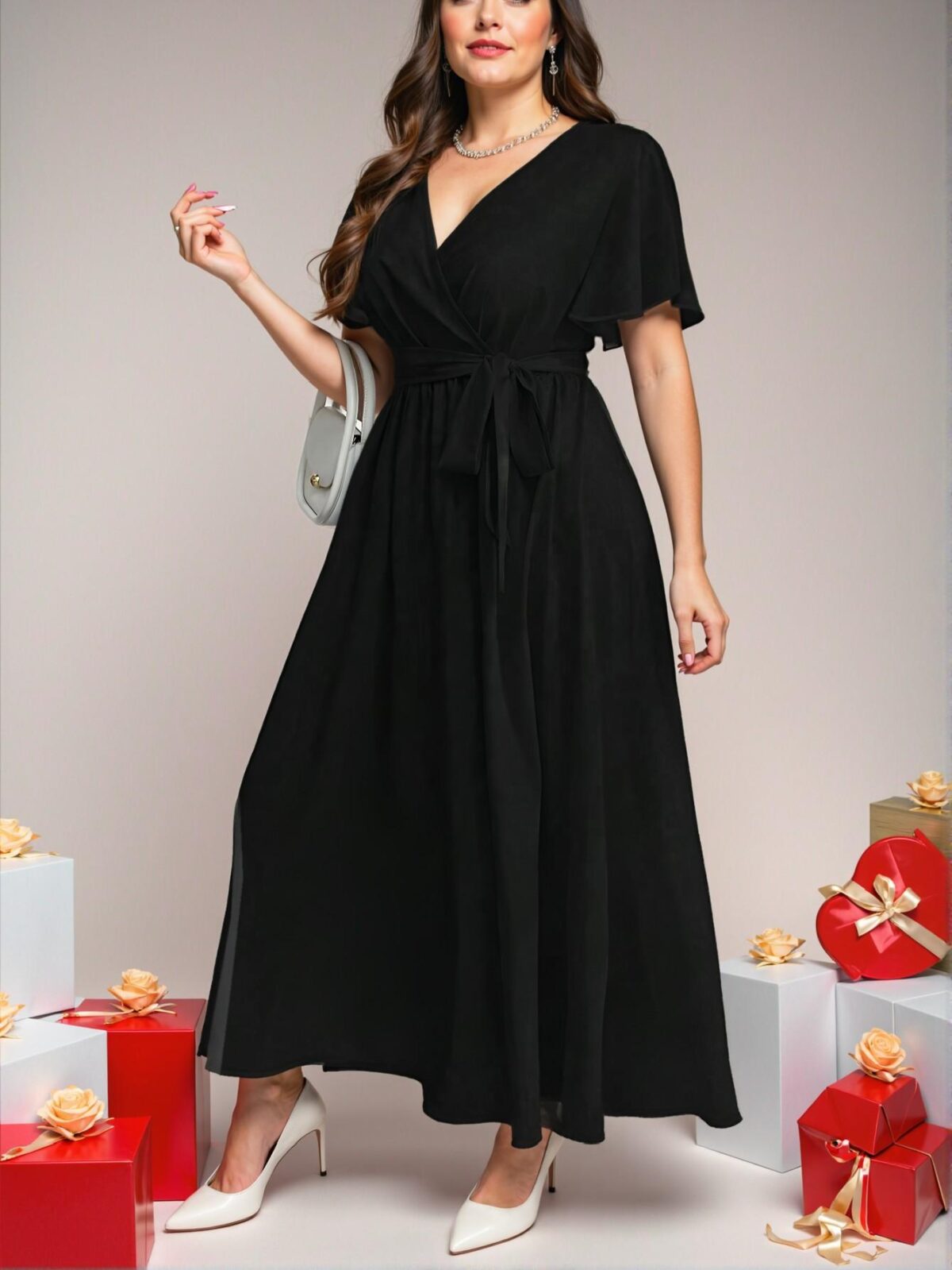 Chic Black Vintage Floral A-Line Dress for Spring and Autumn - Classy, Trendy Fashion to Dress to Impress - Image 5