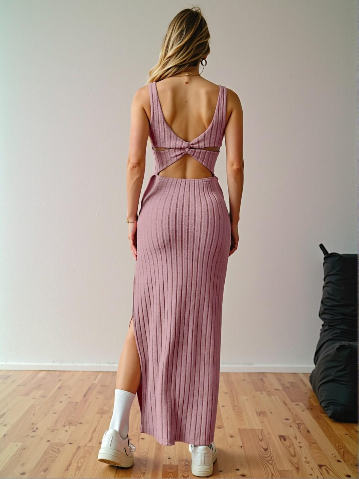 Elegant Pink Stunning Backless Twist Design Solid Color Maxi Dress for Spring and Summer "Chic, Classy and Trendy Fashion Style to Dress to Impress" - Image 2
