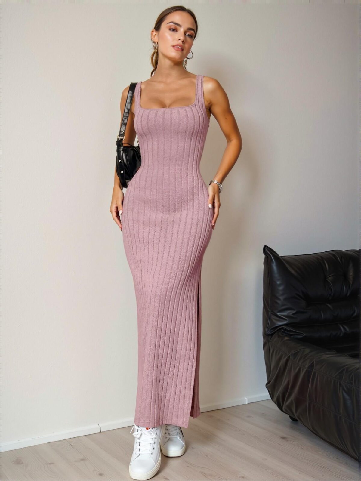 Elegant Pink Stunning Backless Twist Design Solid Color Maxi Dress for Spring and Summer "Chic, Classy and Trendy Fashion Style to Dress to Impress" - Image 5