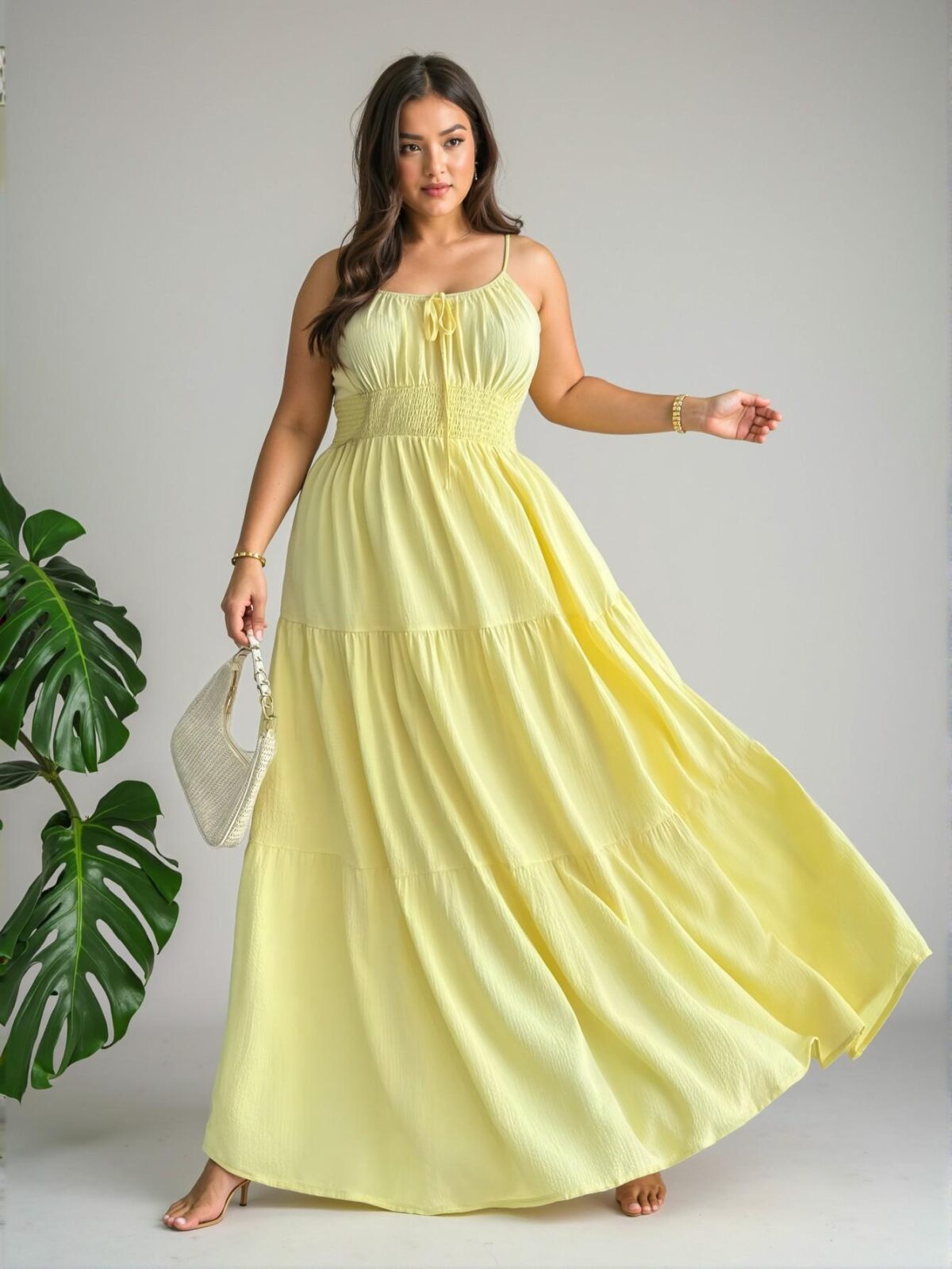 Elegant Yellow Flared Hem Casual Resort Dress for Summer Weddings, Beach Gatherings, and Music Festivals - Chic, Classy and Trendy Fashion Style to Dress to Impress - Image 2