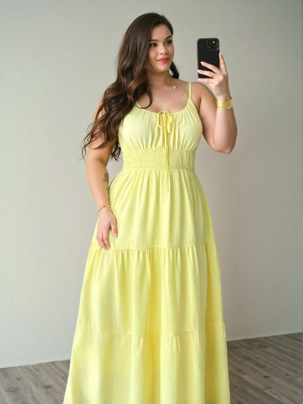 Elegant Yellow Flared Hem Casual Resort Dress for Summer Weddings, Beach Gatherings, and Music Festivals - Chic, Classy and Trendy Fashion Style to Dress to Impress - Image 3