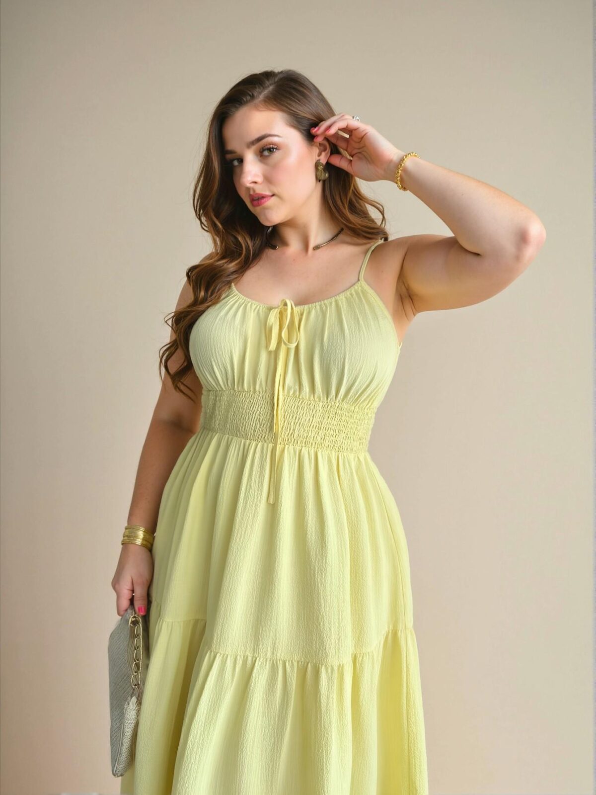 Elegant Yellow Flared Hem Casual Resort Dress for Summer Weddings, Beach Gatherings, and Music Festivals - Chic, Classy and Trendy Fashion Style to Dress to Impress - Image 5