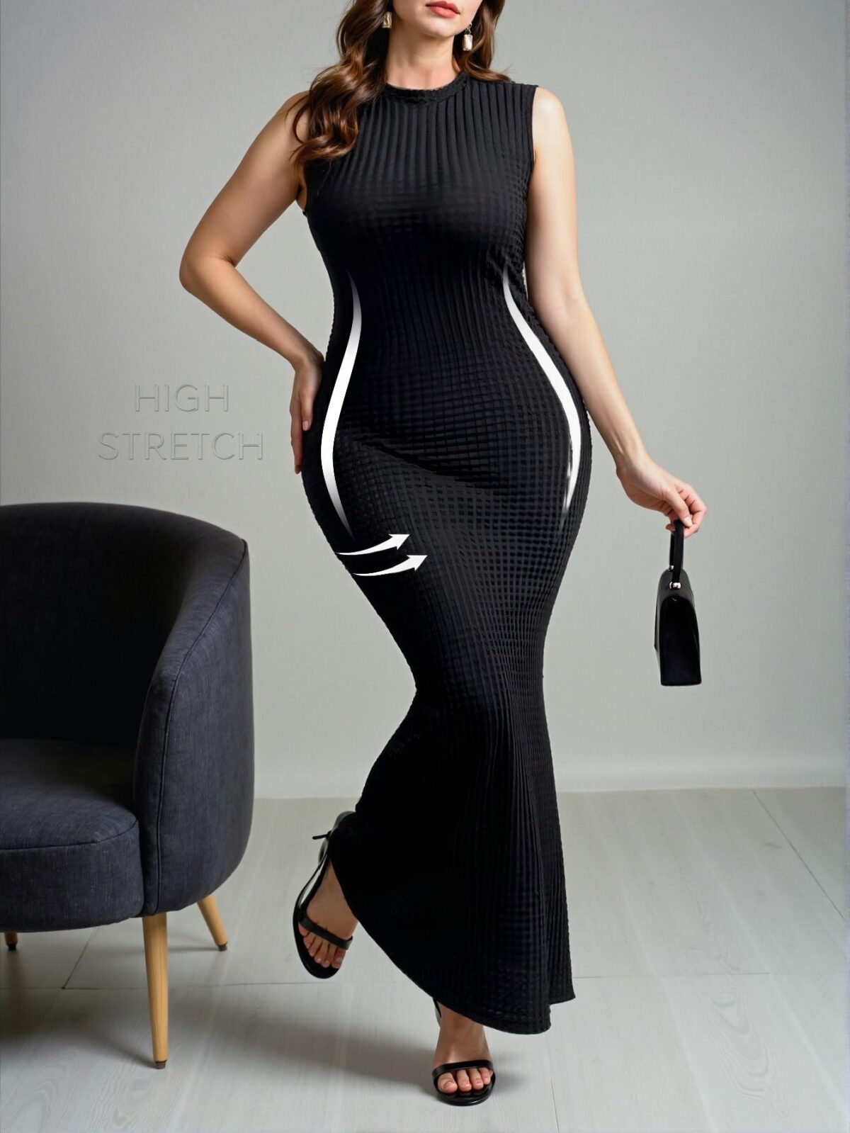 Elegant Black Romantic Fitted Mermaid Hem Sleeveless Bodycon Dress - Chic, Classy and Trendy Fashion Style to Dress to Impress