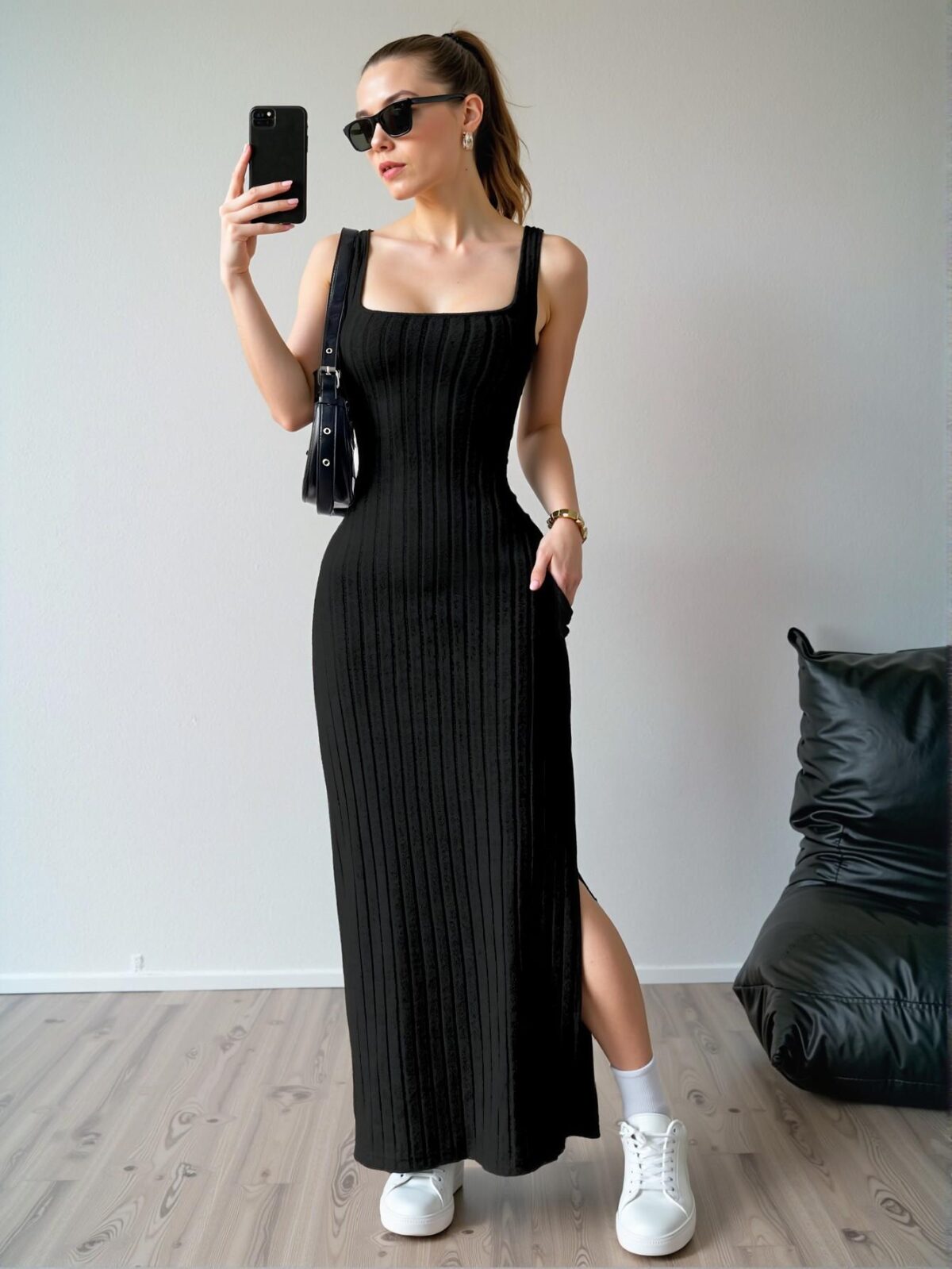 Elegant Black Effortlessly Chic Sleeveless Side Split Maxi Dress Perfect for Spring and Summer - Chic, Classy and Trendy Fashion Style to Dress to Impress - Image 5