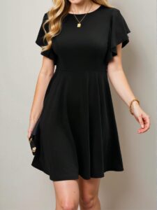 Elegant Black Flounce Sleeve A-line Dress for Spring and Summer - Chic, Classy and Trendy Fashion Style to Dress to Impress