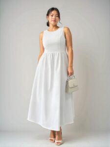 Elegant White A-Line Backless Maxi Dress with Bowknot & Pearl Decor, Perfect for Weddings, Birthdays, Valentine's Day, Concerts, and Formal Events - Chic, Classy and Trendy Fashion Style to Dress to Impress