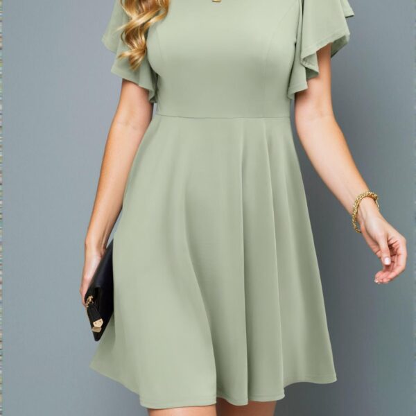 Elegant Mint Green Flounce Sleeve Ruffle Hem A-Line Dress for Spring and Summer Chic, Classy and Trendy Fashion Style to Dress to Impress