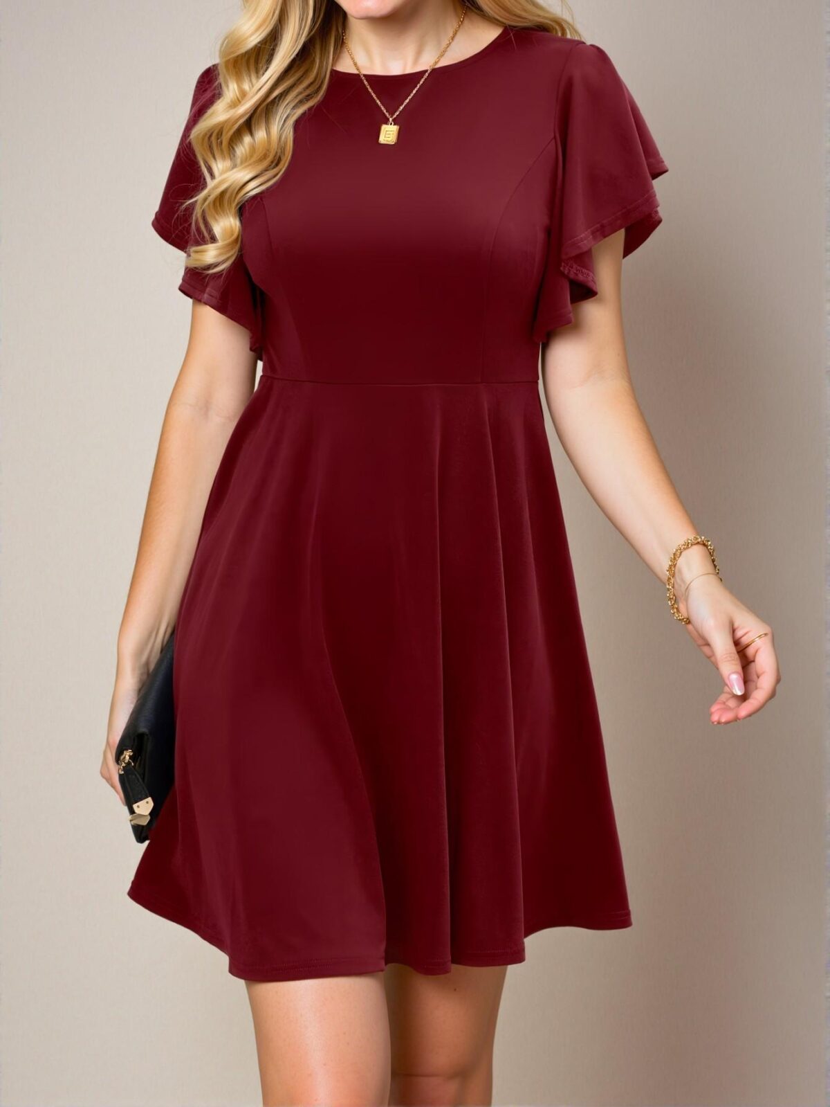 Elegant Redwood Tailored A-Line Bodycon Dress Perfect for Spring and Summer Chic, Classy and Trendy Fashion Style to Dress to Impress