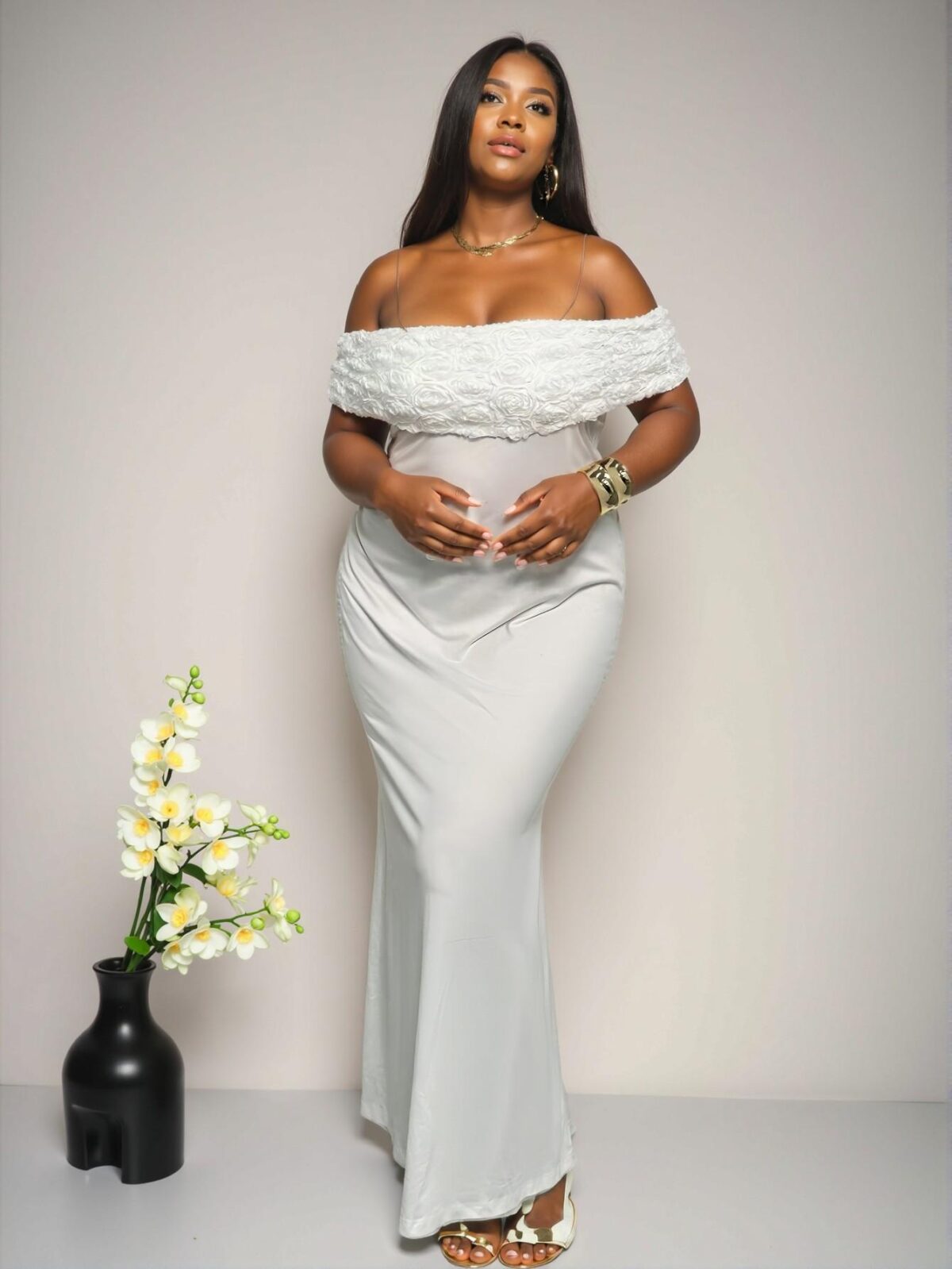 Elegant White One Shoulder Bodycon Dress with Floral Texture for Special Occasions - Chic, Classy and Trendy Fashion Style to Dress to Impress