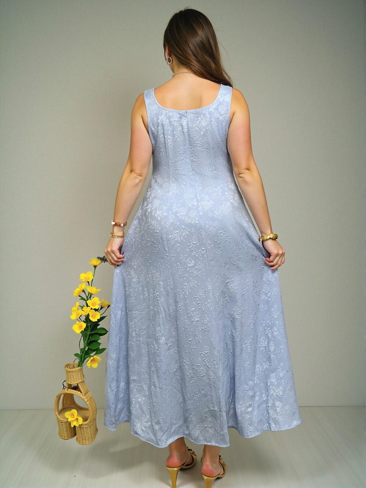 Elegant Blue Casual Textured Fabric Dress for Romantic Dates, Vacations, Beach Outings, and Parties - Chic, Classy and Trendy Fashion Style to Dress to Impress - Image 2