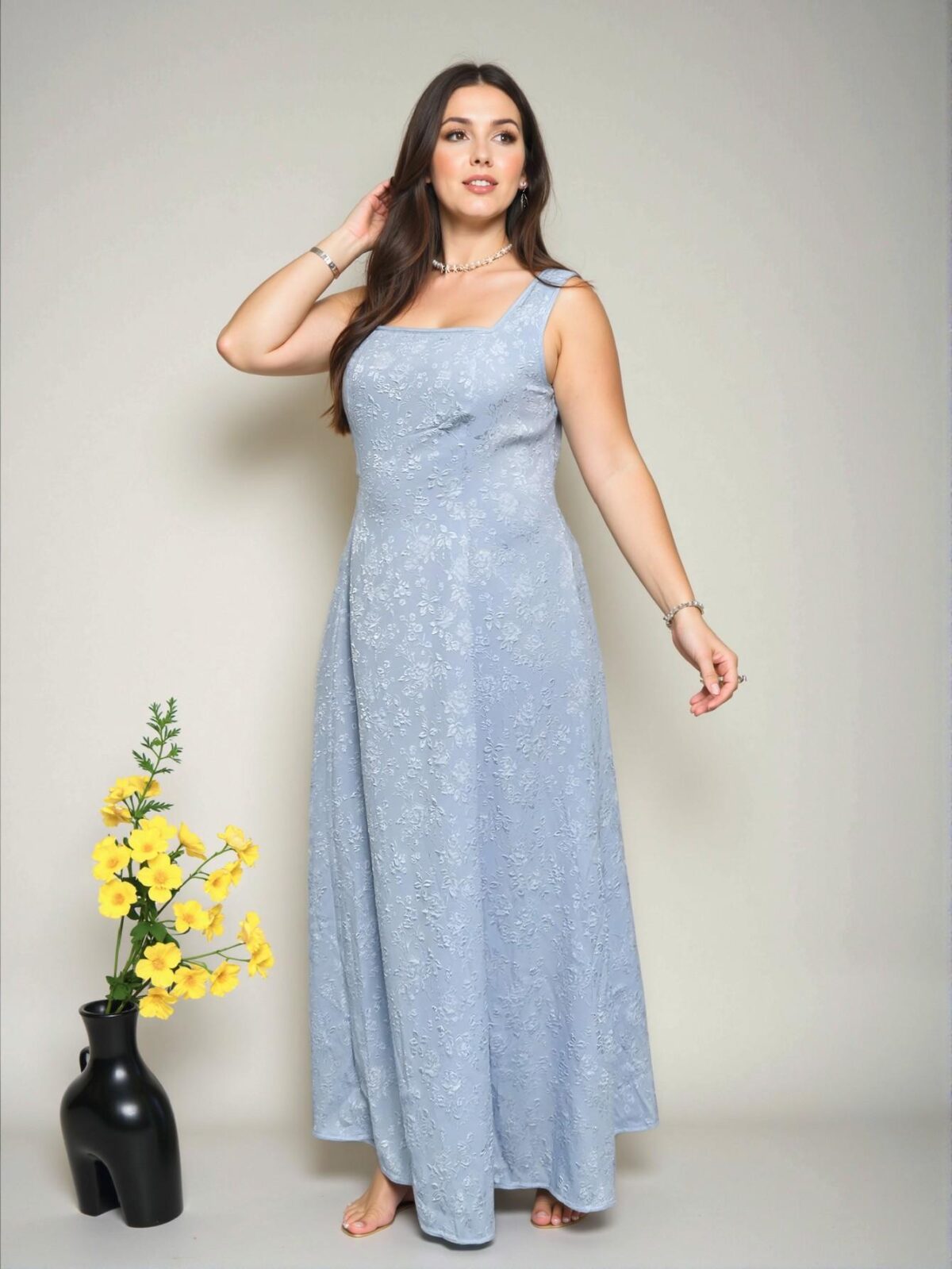 Elegant Blue Casual Textured Fabric Dress for Romantic Dates, Vacations, Beach Outings, and Parties - Chic, Classy and Trendy Fashion Style to Dress to Impress - Image 4