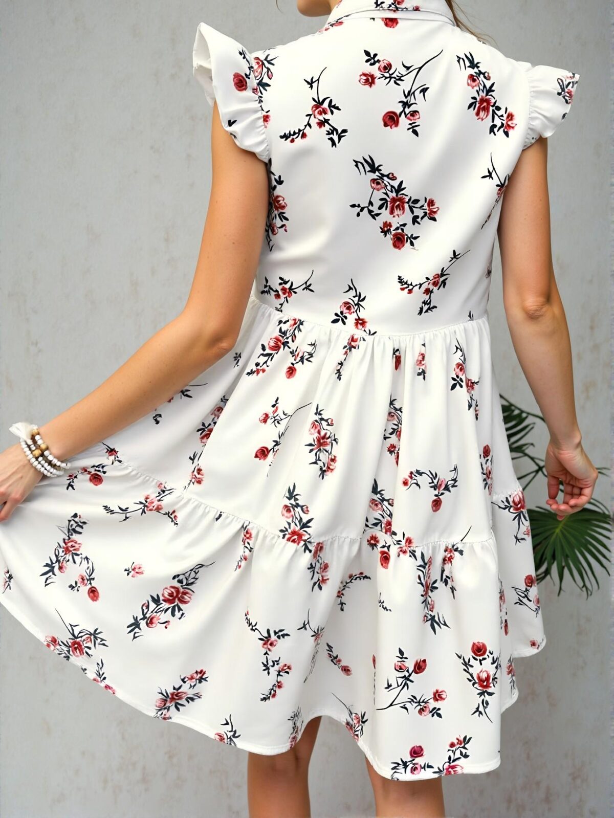 Elegant Multicolor Breezaya Floral Print Summer Ruffled Hem Vacation Dress "Chic, Classy and Trendy Fashion Style to Dress to Impress" - Image 2