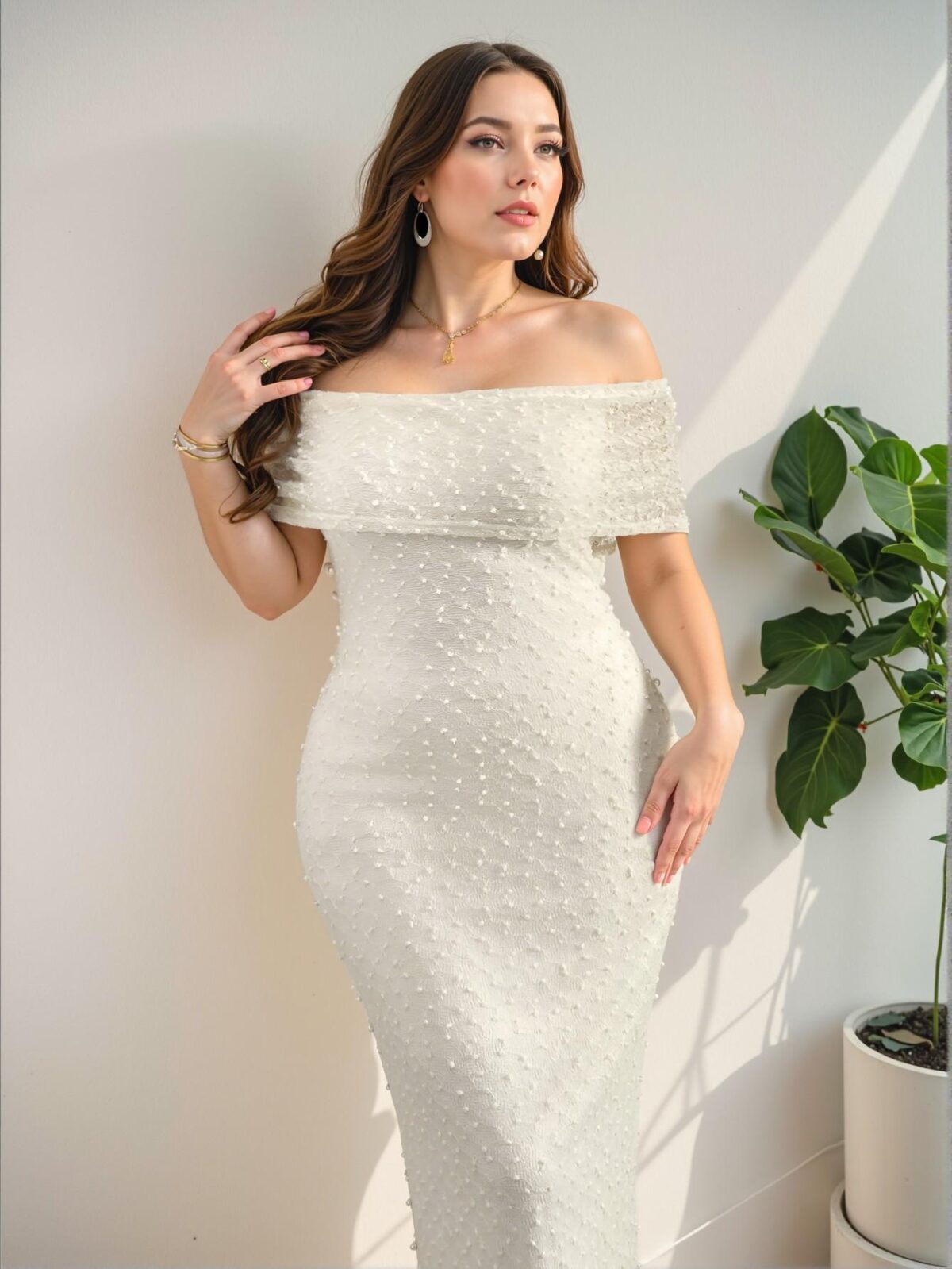 Elegant Apricot Bodycon Off-Shoulder Dress for Romantic Dates, Concerts, and Stylish Events - Chic, Classy and Trendy Fashion Style to Dress to Impress