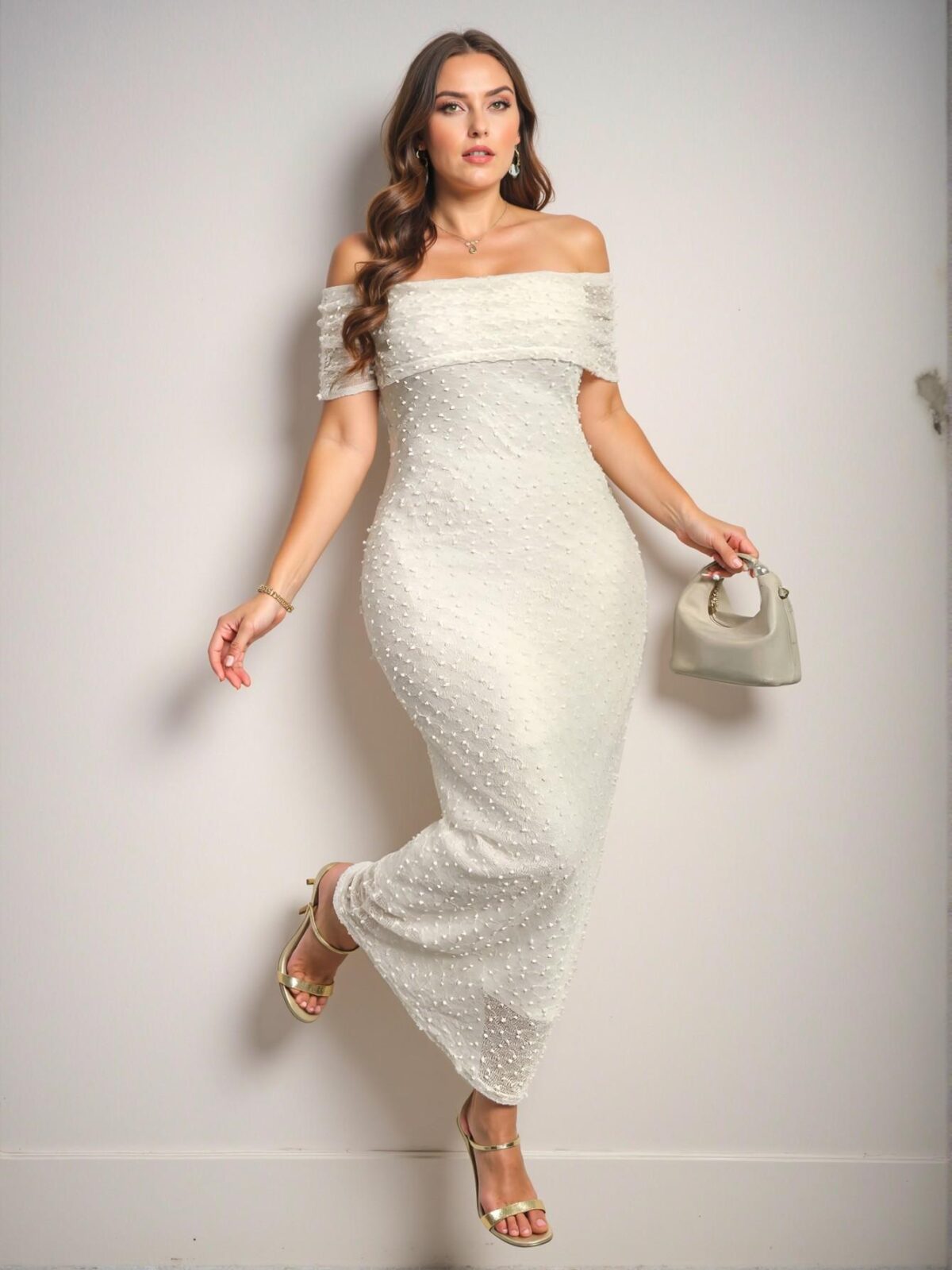 Elegant Apricot Bodycon Off-Shoulder Dress for Romantic Dates, Concerts, and Stylish Events - Chic, Classy and Trendy Fashion Style to Dress to Impress - Image 3
